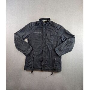 Nice Collective Military Jacket Mens XL Charcoal Deconstructed Full Zip Canvas